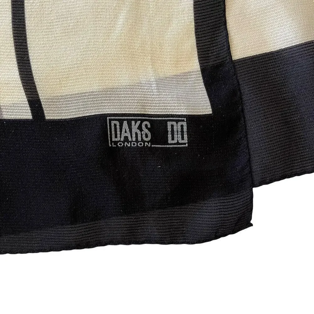 Vintage DAKS London Silk Windowpane Print Long Rectangle Scarf Shawl